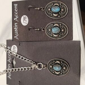 Austin Accent Brand Alpaca Mexico Silver Necklace And Earrings